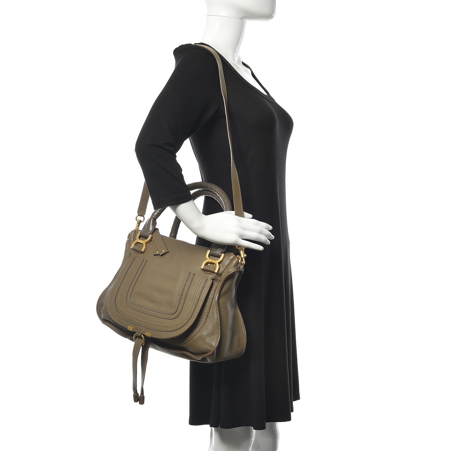 Calfskin Medium Marcie Satchel Anchor Grey