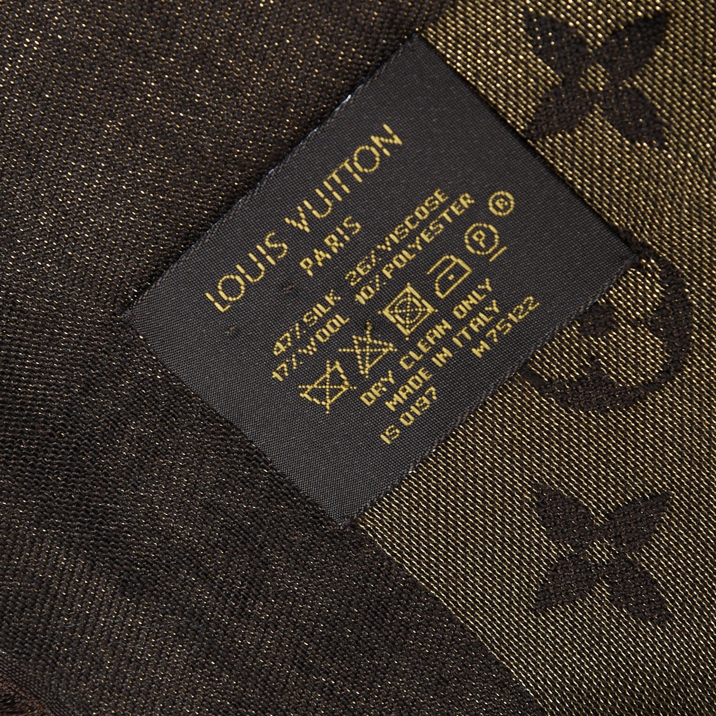 Silk Lurex Wool Monogram Shine Shawl Brown