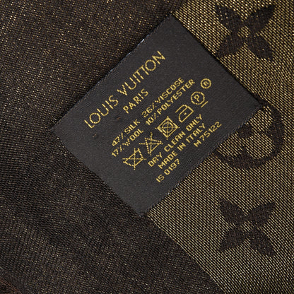 Louis Vuitton Silk Lurex Wool Monogram Shine Shawl Brown 4 of 4