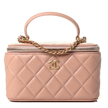 Chanel Lambskin Quilted Small Top Handle Vanity Case With Chain Beige 1 of 6
