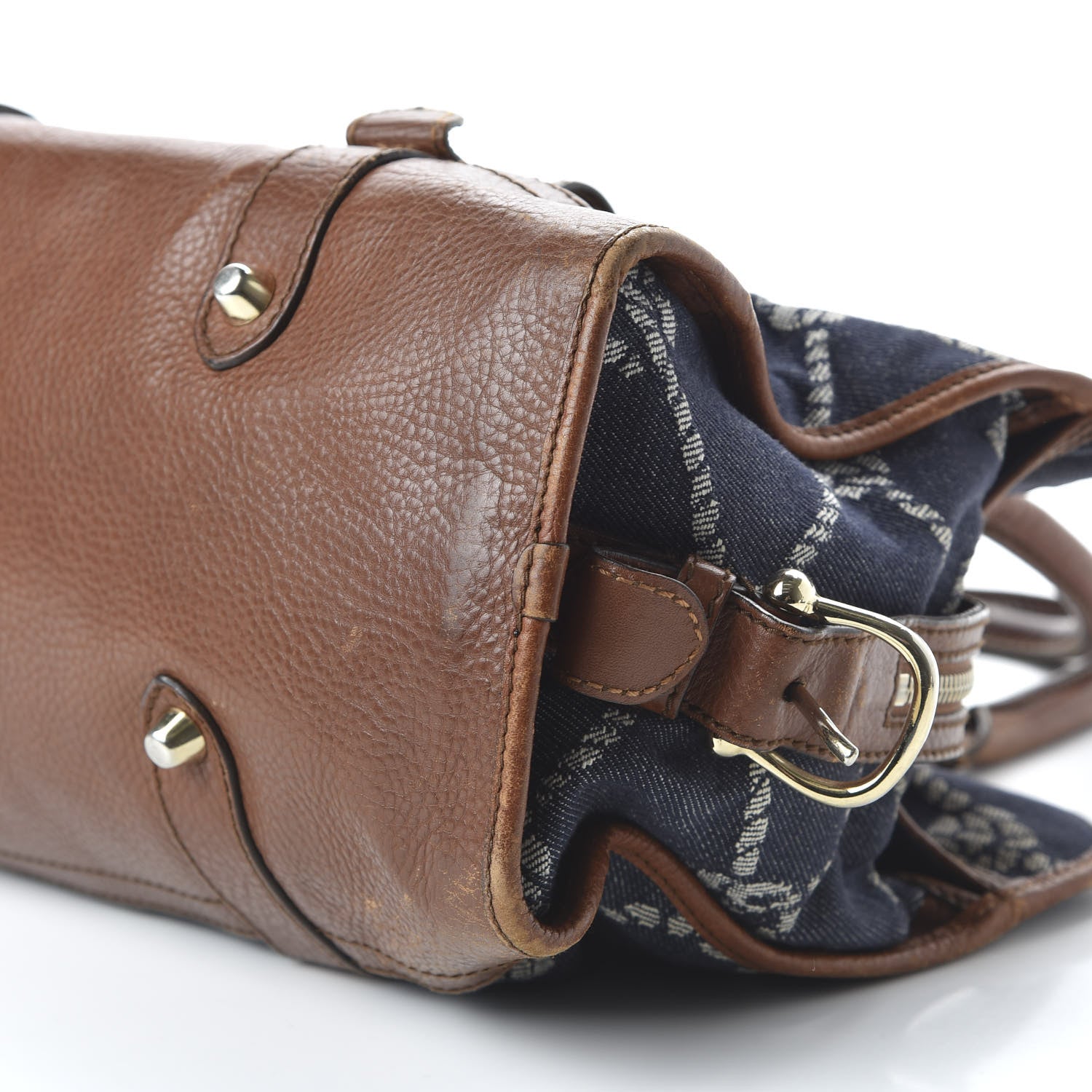 Burberry Calfskin Denim Rope Print Bag Blue 7 of 11
