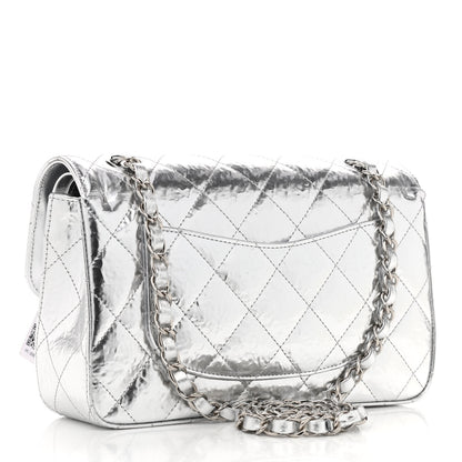 Chanel Hammered Metallic Calfskin Quilted Small Double Flap Silver 2 of 8