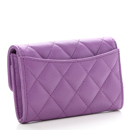 Chanel Caviar Quilted Flap Card Holder Wallet Purple 3 of 9