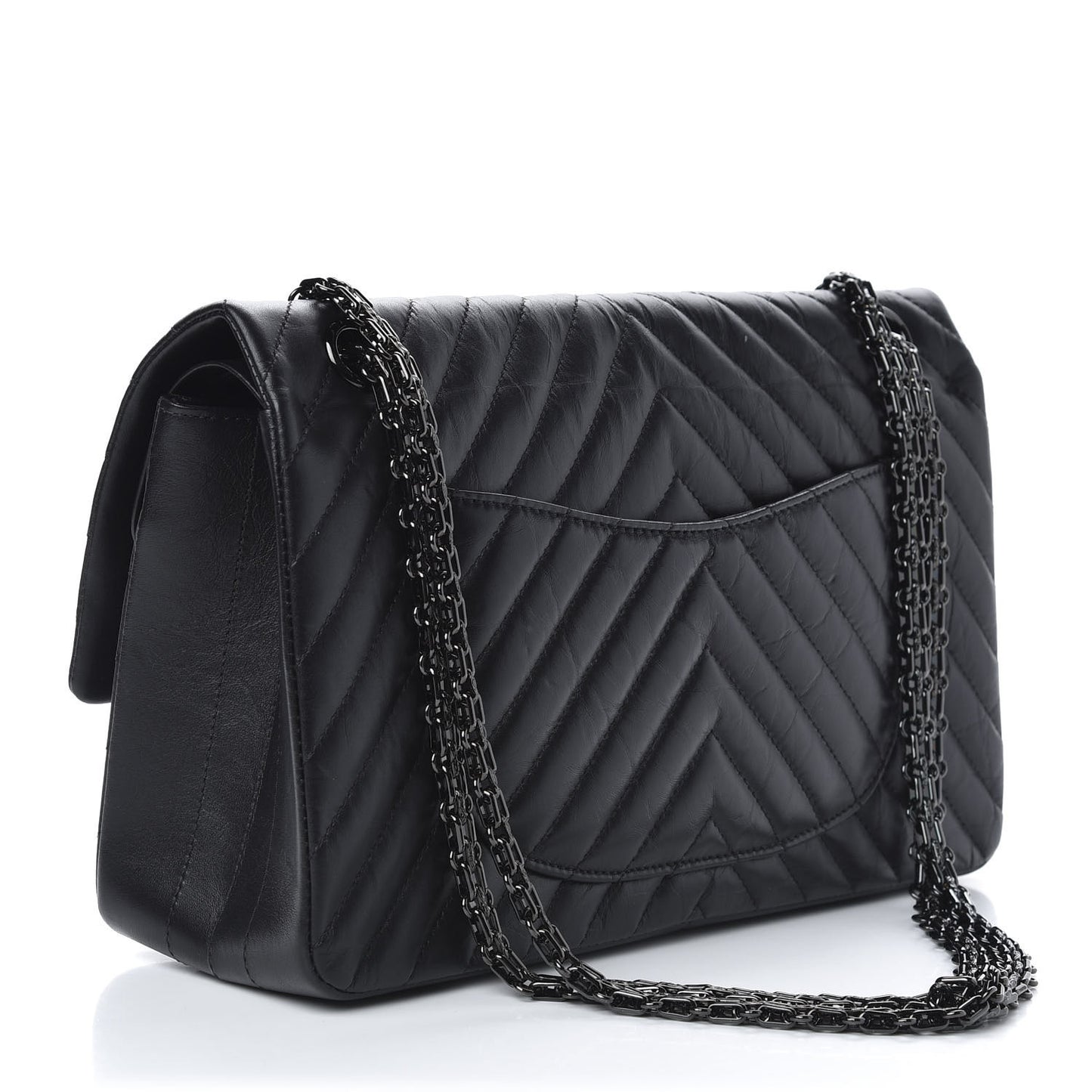 Aged Calfskin Chevron Quilted 2.55 Reissue 226 So Black