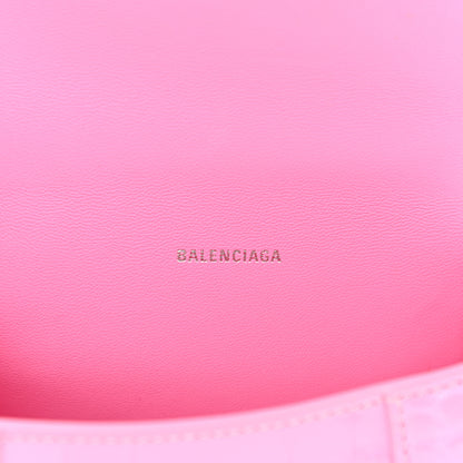 Balenciaga Shiny Calfskin Crocodile Embossed Hourglass Top Handle Bag XS Baby Pink 7 of 11