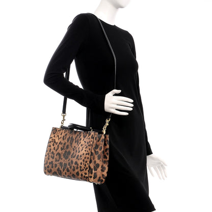 Dolce & Gabbana Dauphine Leopard Print Medium Miss Sicily Shopper Tote Naturale 2 of 8