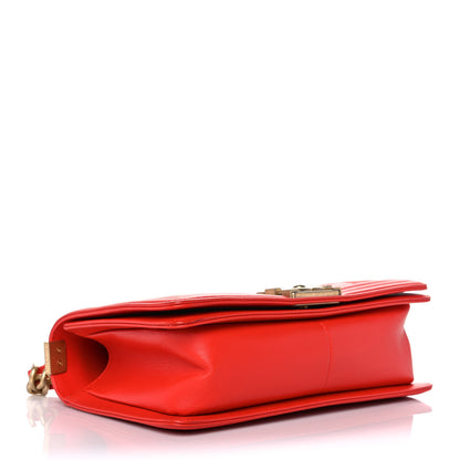 Chanel Calfskin Chevron Quilted Medium Boy Flap Red 4 of 11