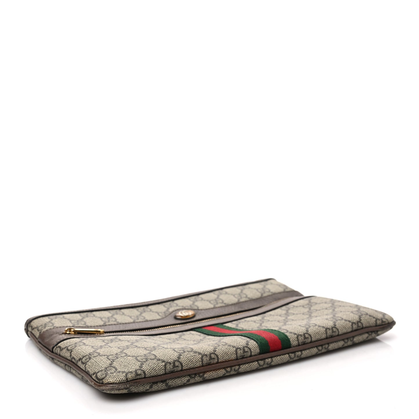GG Supreme Monogram Large Ophidia Pouch Clutch Brown