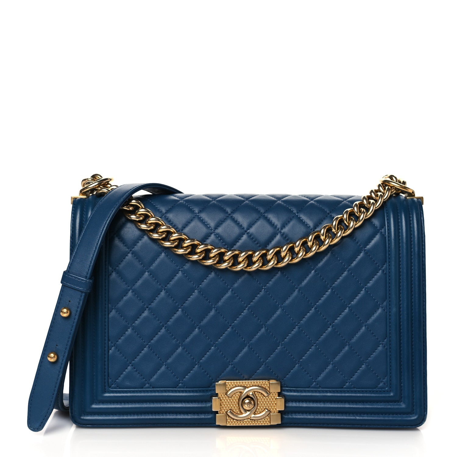 Chanel Lambskin Quilted New Medium Boy Flap Dark Blue 1 of 10