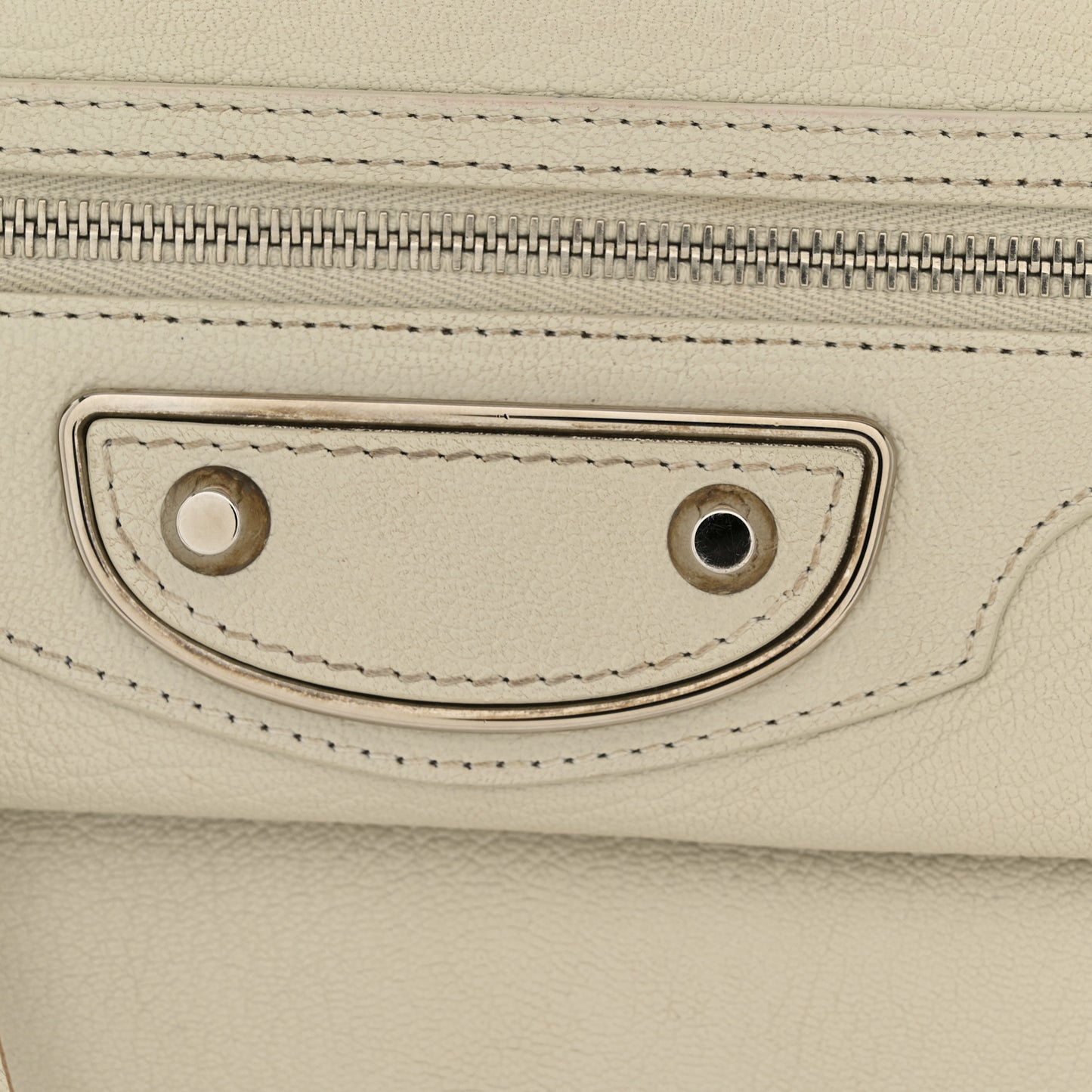 Chevre Silver Metallic Edge Hardware Envelope Clutch Gris Glace