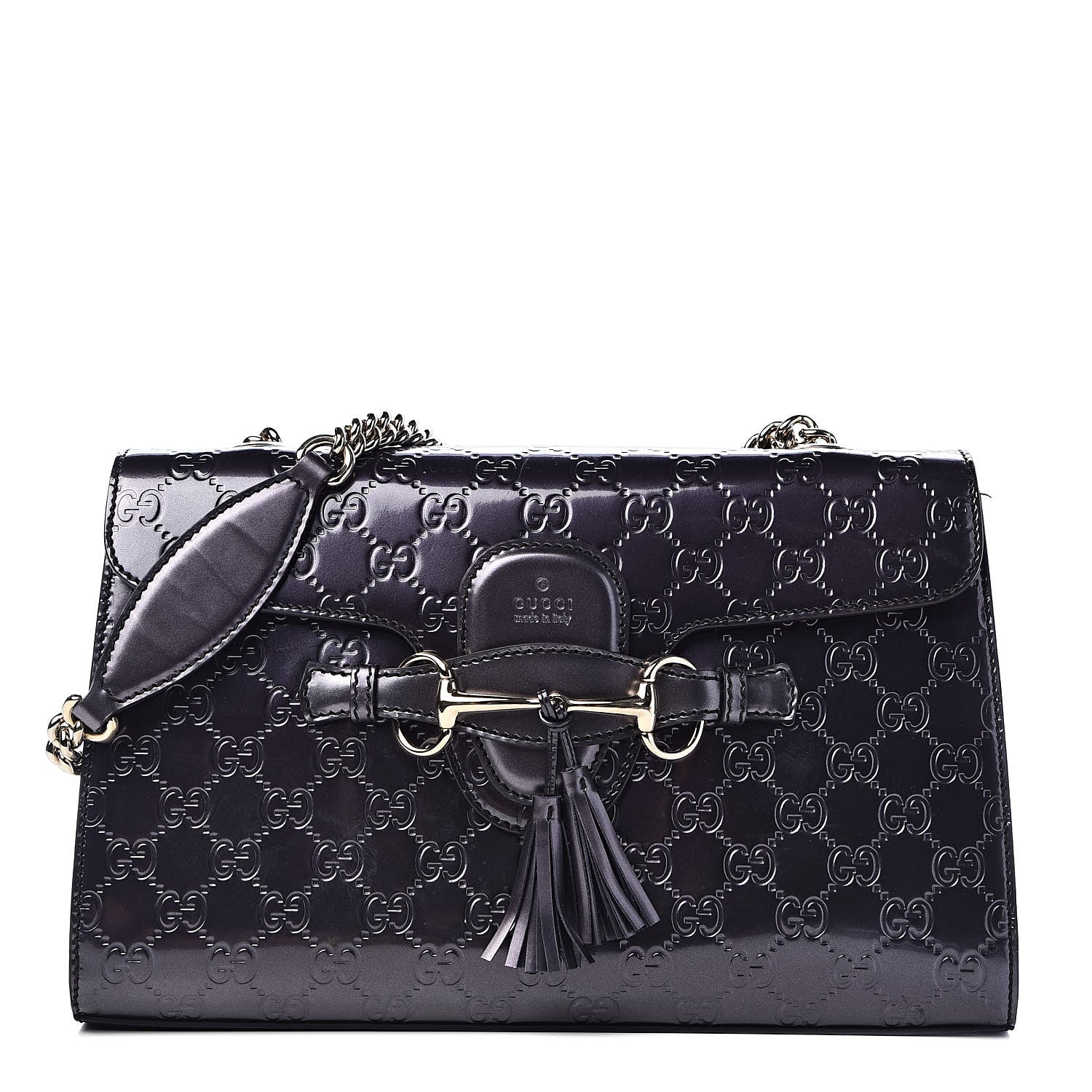Gucci Shine Guccissima Medium Emily Chain Shoulder Bag Melanzana 1 of 12