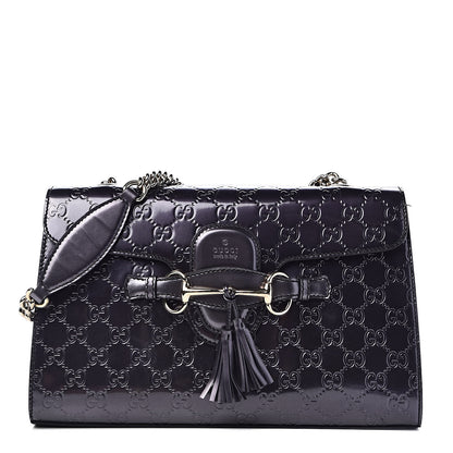 Gucci Shine Guccissima Medium Emily Chain Shoulder Bag Melanzana 1 of 12