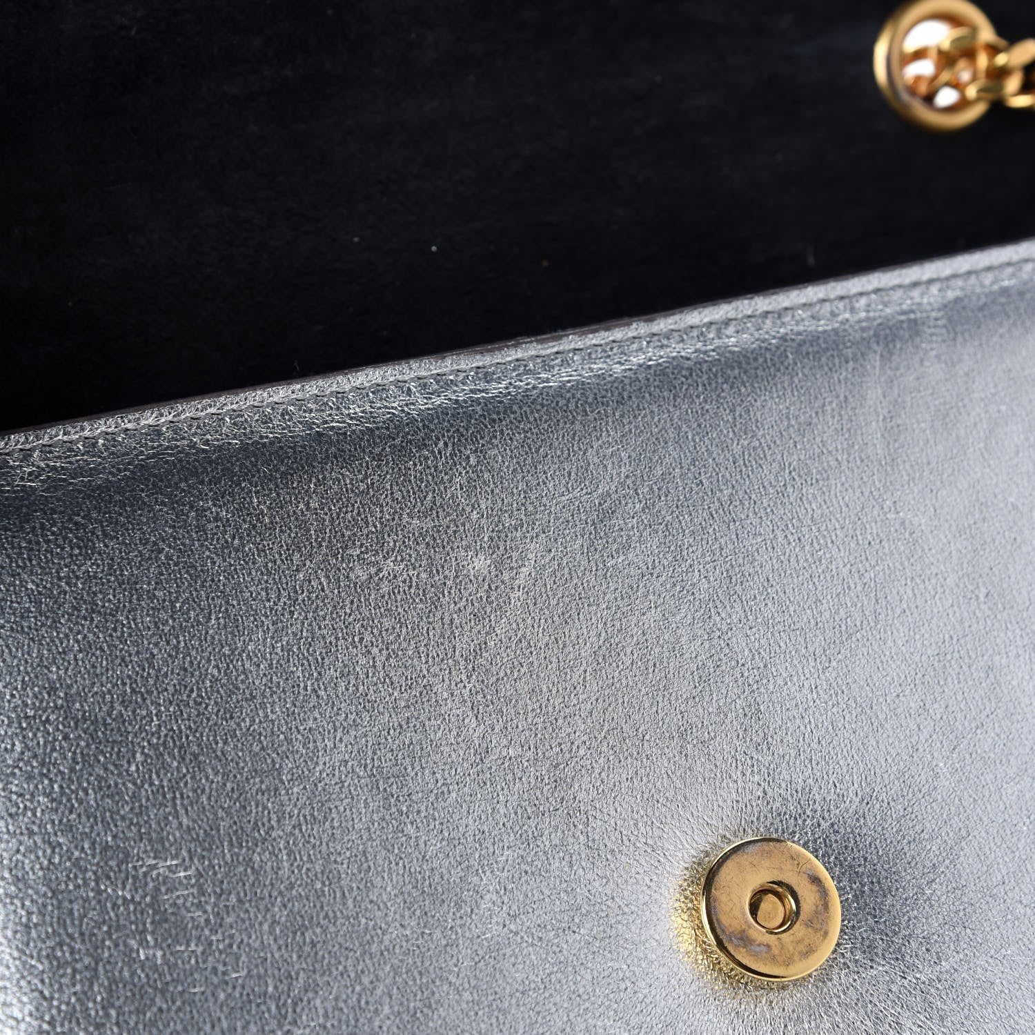 Saint Laurent Metallic Calfskin Small Classic Monogram Kate Tassel Satchel Silver 10 of 10