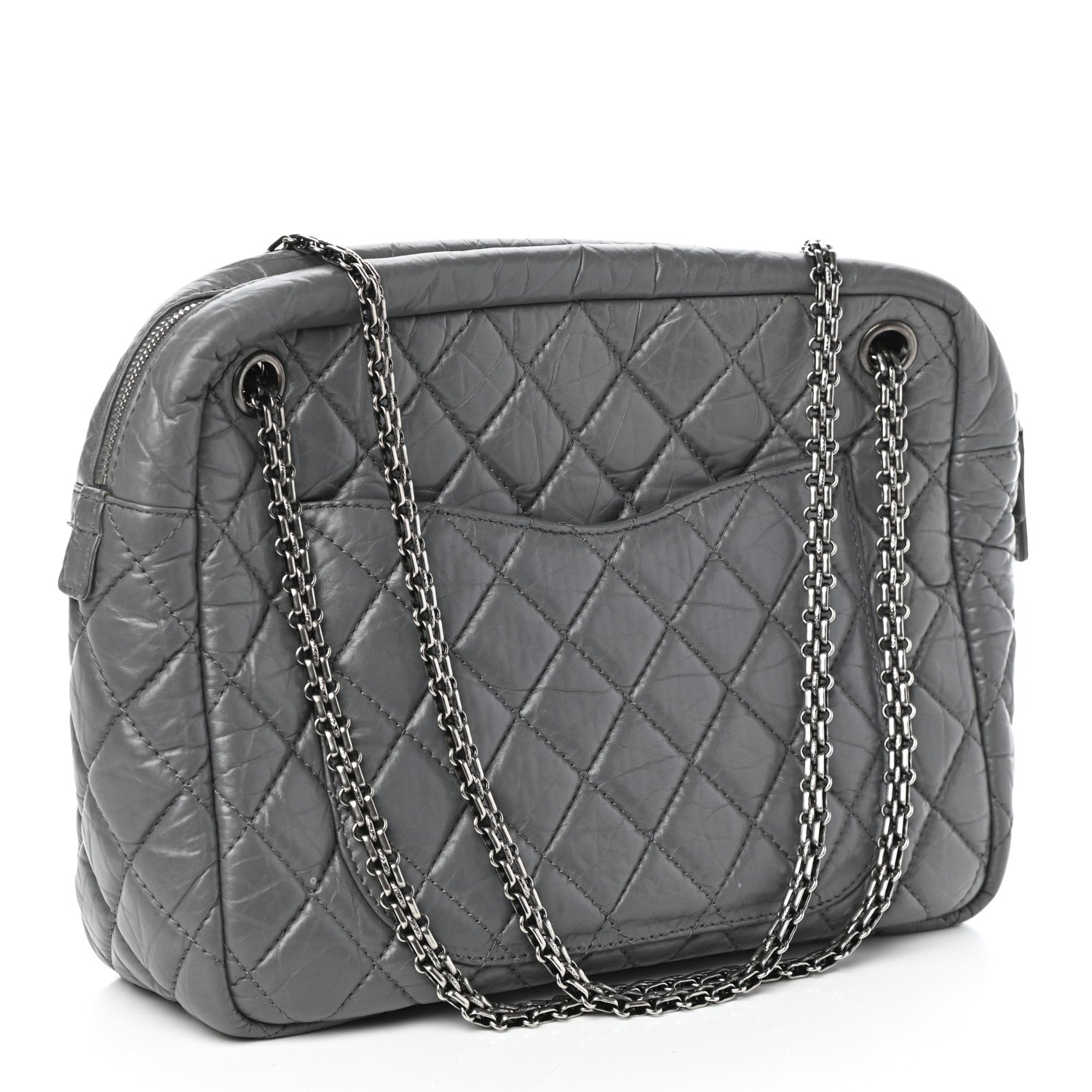 Chanel Aged Calfskin Quilted Large Reissue Camera Case Grey 3 of 11