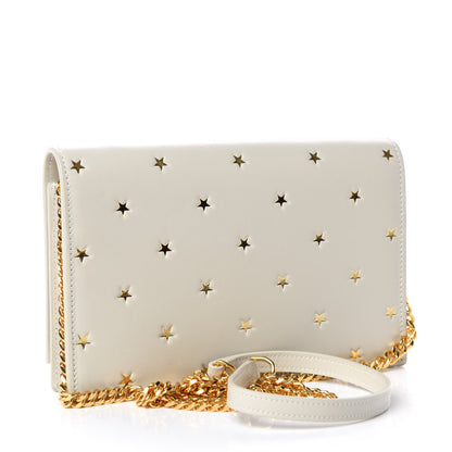 Saint Laurent Calfskin Star Print Monogram Kate Tassel Chain Wallet White Gold 3 of 8