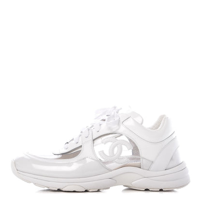 Chanel Calfskin Patent Transparent Womens Sneakers 40 White 1 of 11