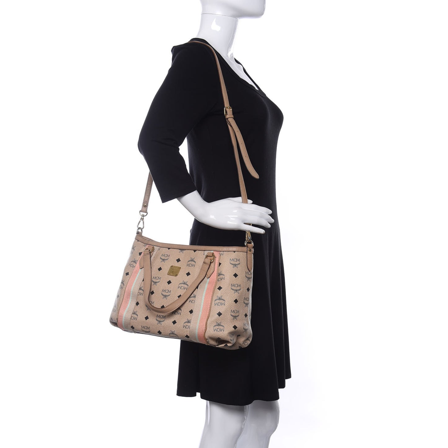 Visetos Striped Tote Beige