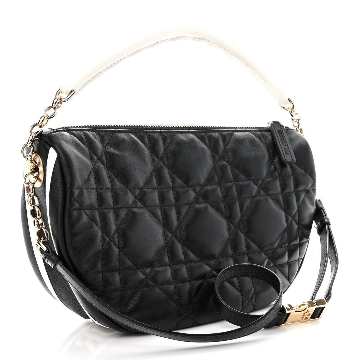 Lambskin Cannage Medium Dior Vibe Hobo Bag Black