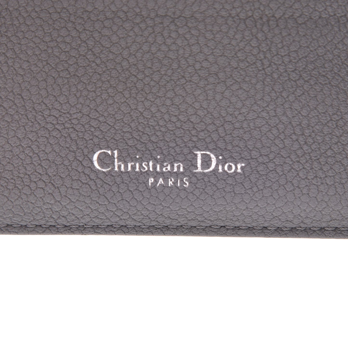 Grained Calfskin Cannage Diorama Card Holder Grey