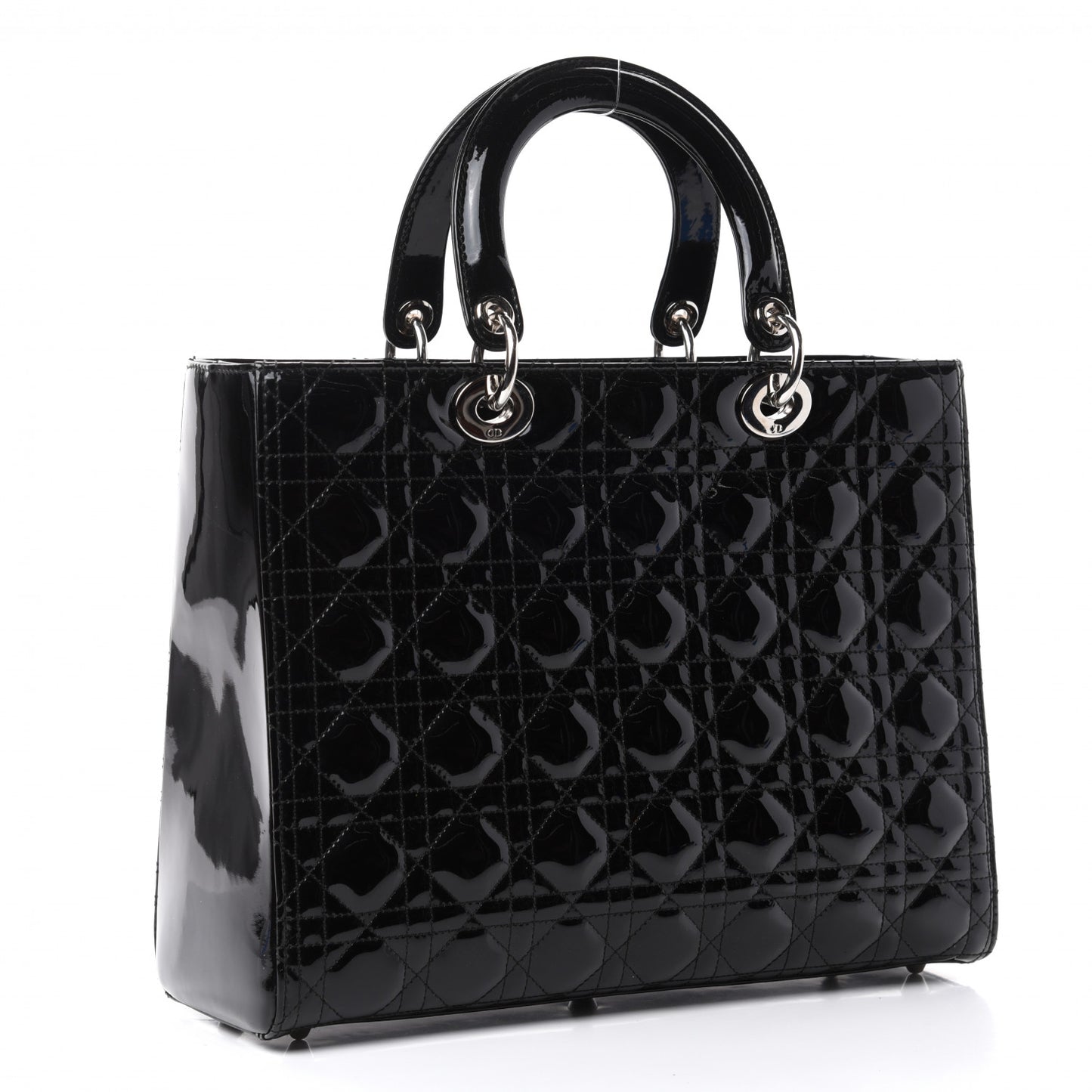 Patent Cannage Large Lady Dior Black