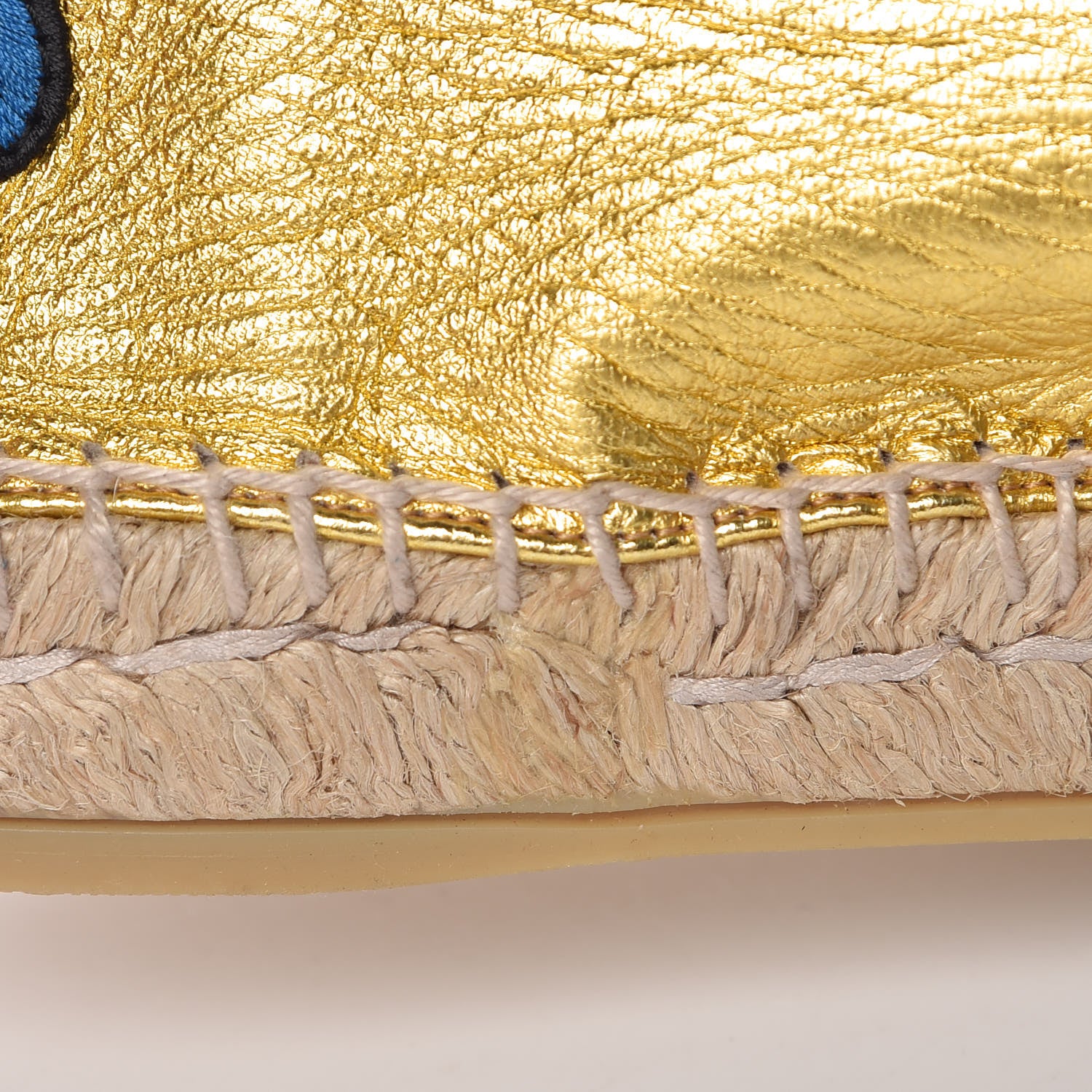 Gucci Metallic Nappa Ophelia Espadrilles 37.5 Gold 9 of 11