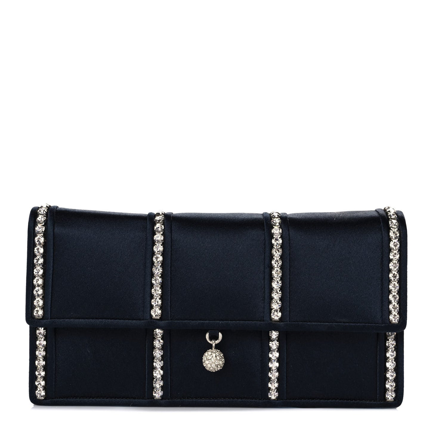 Crystal Satin Clutch Navy Blue