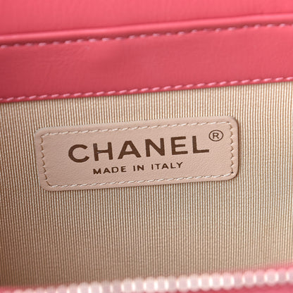 Chanel Calfskin Raffia Small Take Away Vanity Case Bag Pink Beige 6 of 12