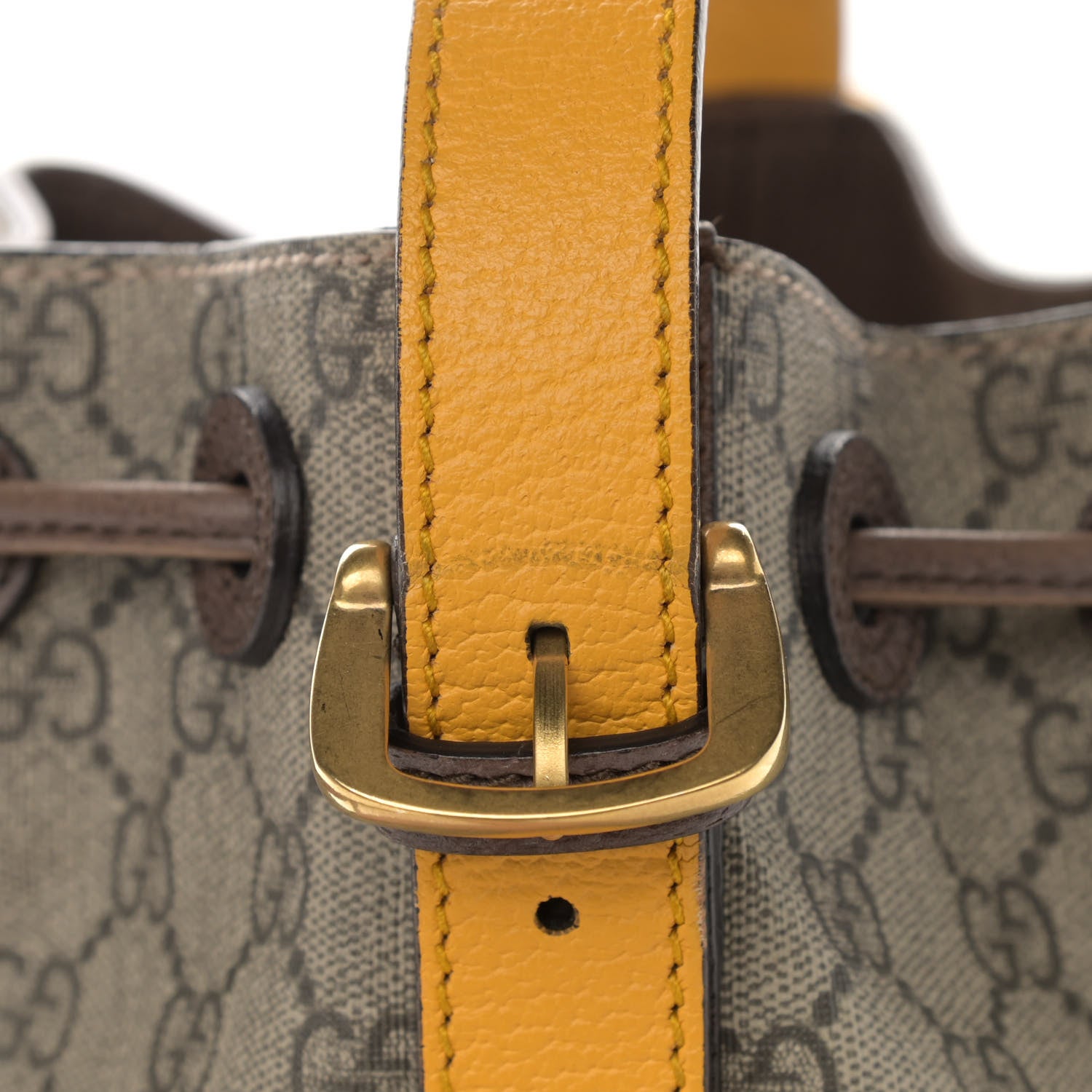 Gucci GG Supreme Monogram Neo Vintage Drawstring Bucket Backpack Beige New Acero Crop 16 of 22