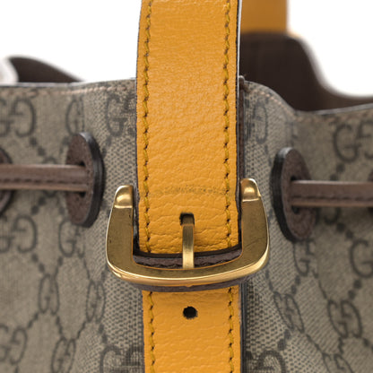 Gucci GG Supreme Monogram Neo Vintage Drawstring Bucket Backpack Beige New Acero Crop 16 of 22