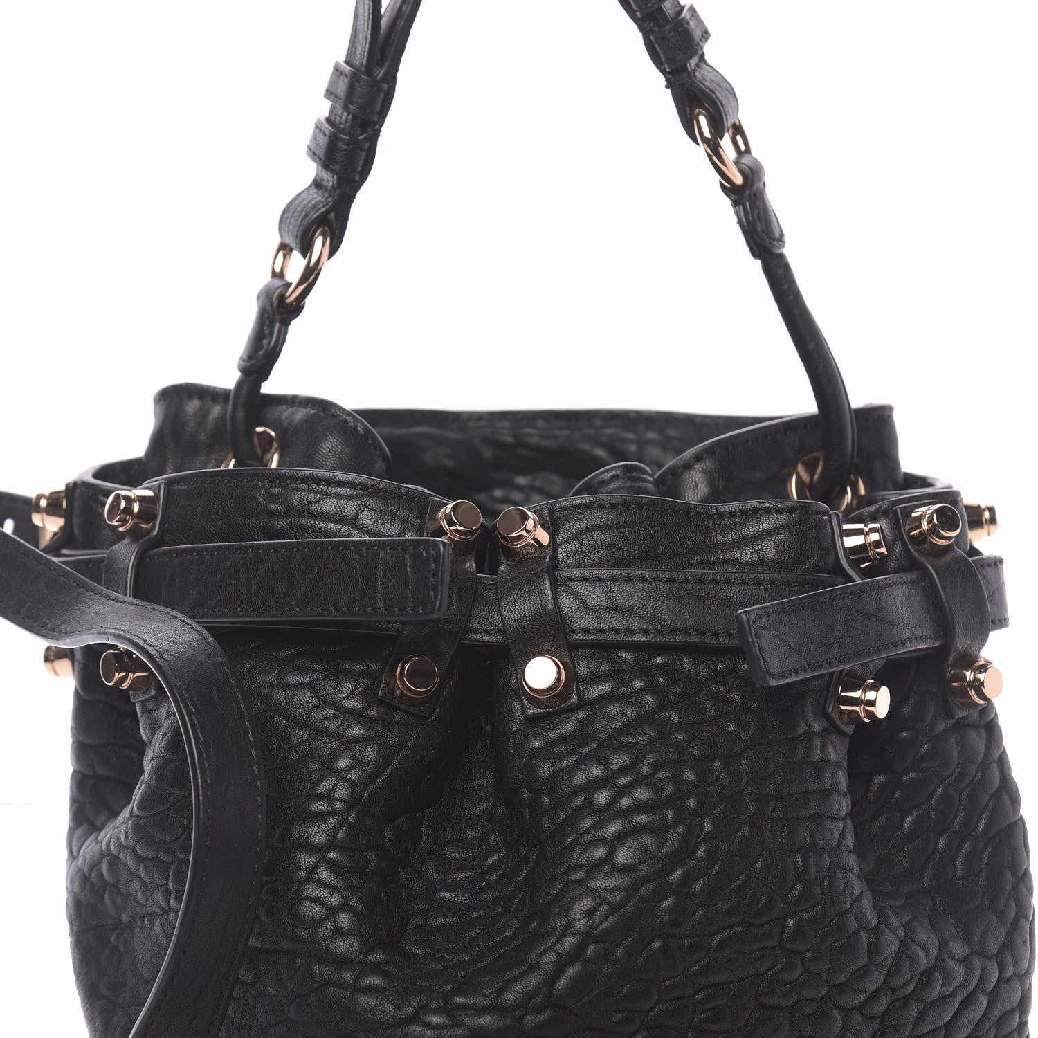 Alexander Wang Pebbled Lambskin Diego Bucket Black Rose Gold Hardware 10 of 12