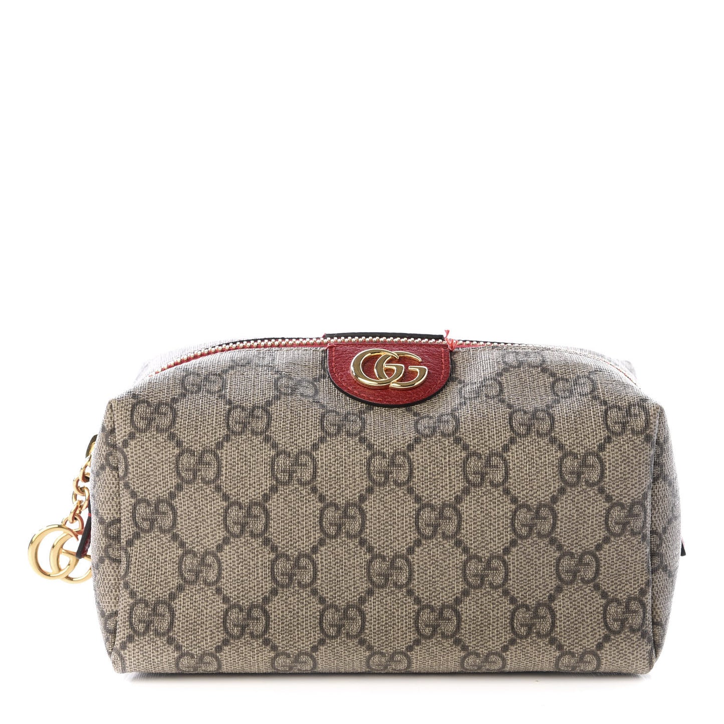 Soft GG Supreme Monogram Calfskin Medium Ophidia Cosmetic Case Beige Ebony Hibiscus Red
