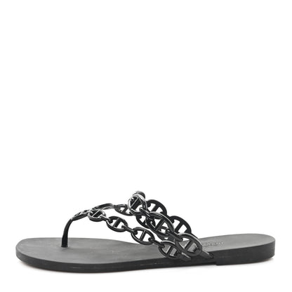 Hermes Rubber Womens Island Sandals 39 Black 1 of 8
