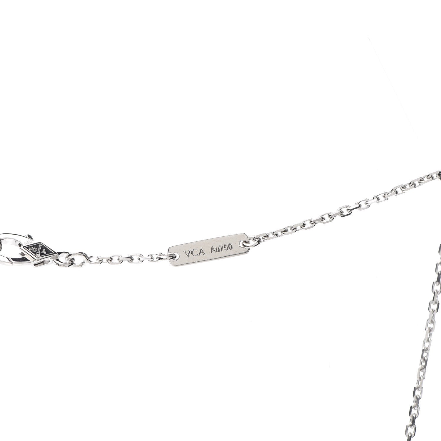 Van Cleef & Arpels 18K White Gold Diamond Mini Lotus Pendant Necklace 7 of 8