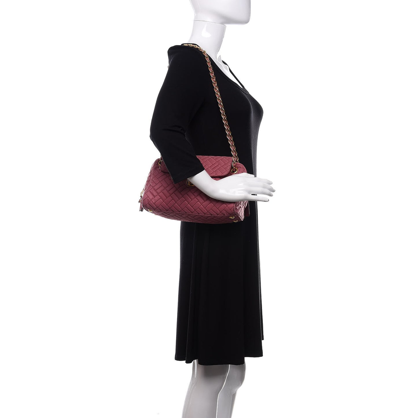 Nylon Tessuto Impunture Quilted Flap Pink