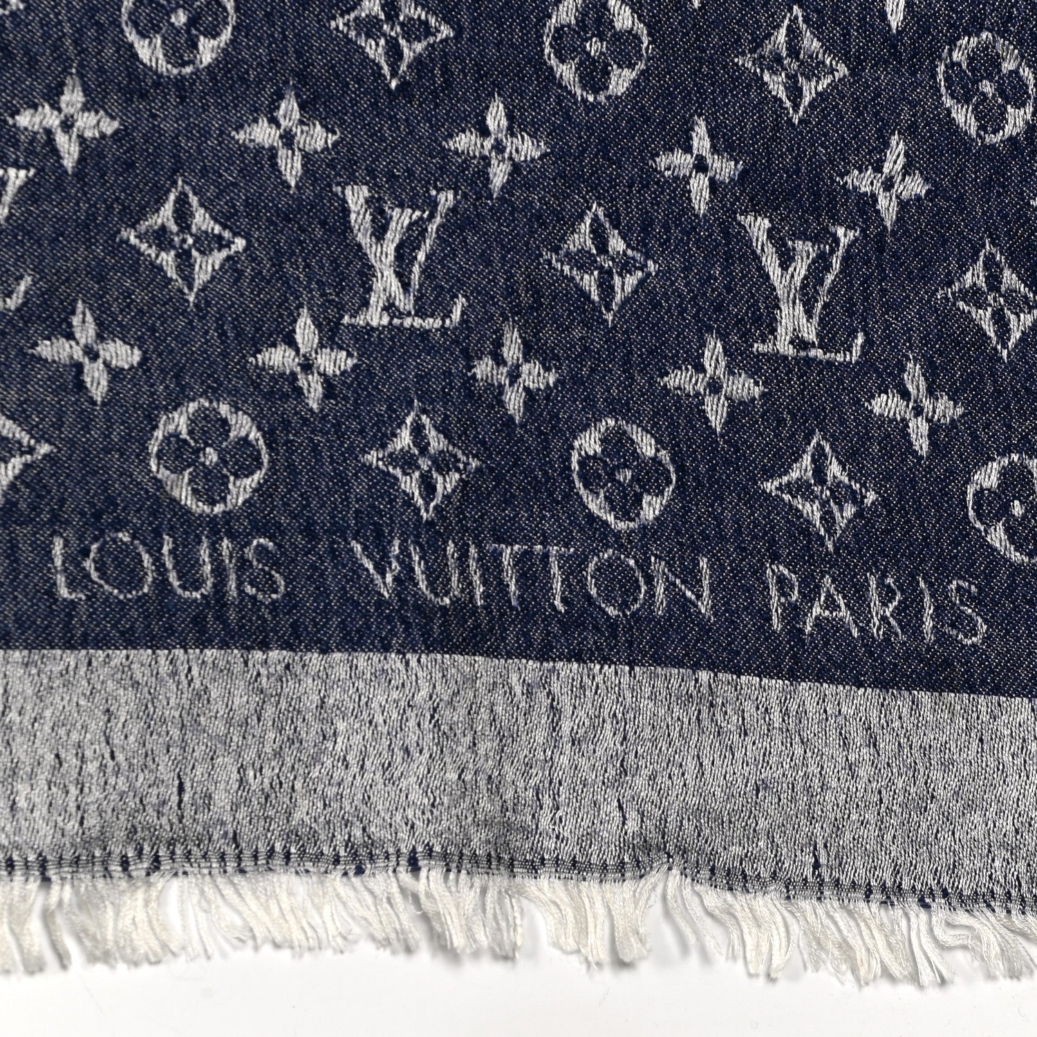 Louis Vuitton Silk Wool Monogram Denim Shawl Blue 2 of 6