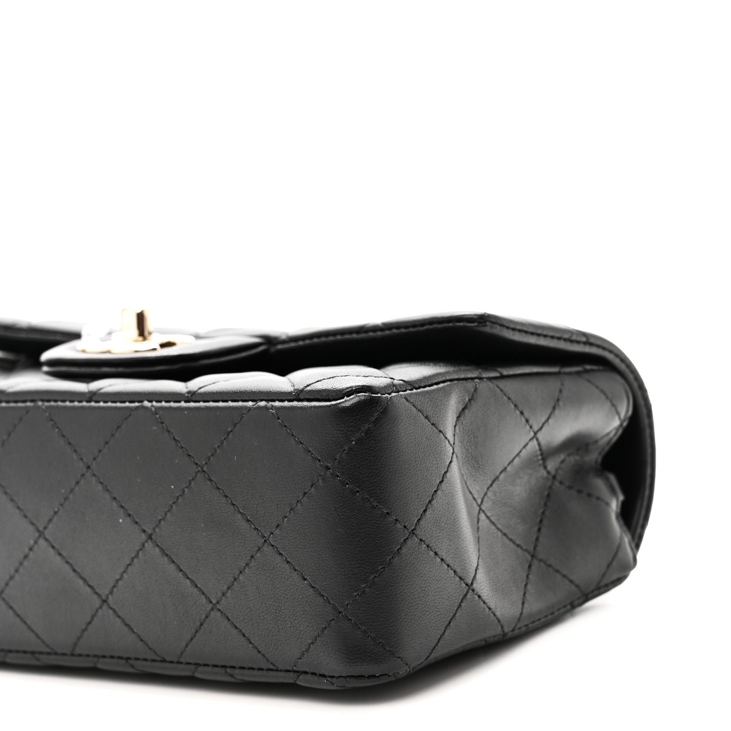 Lambskin Quilted Mini Rectangular Flap Black