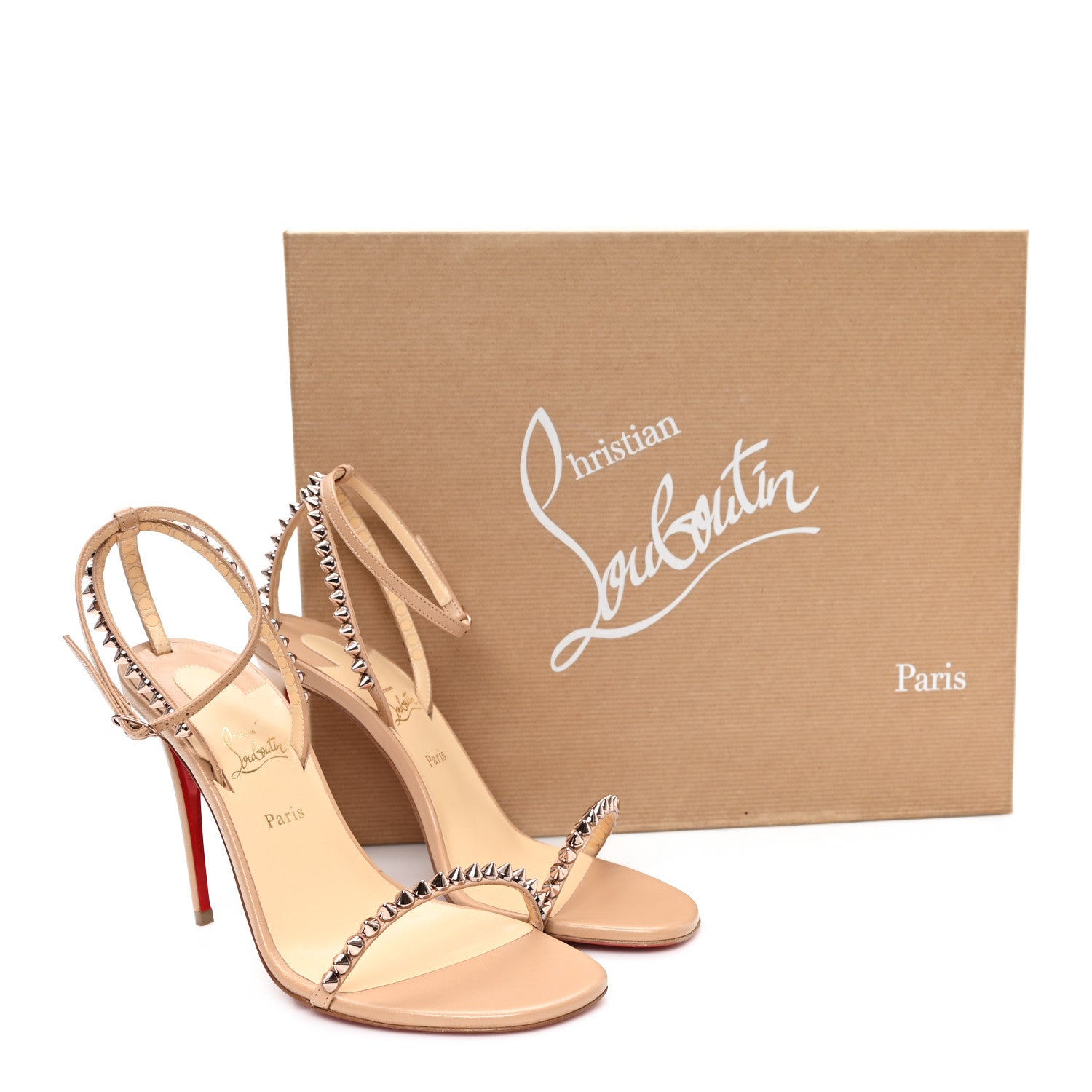 Christian Louboutin Kid Spiked So Me 100 Sandals 35.5 Nude 9 of 9