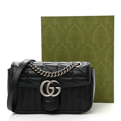Gucci Calfskin Matelasse Aria Mini GG Marmont Shoulder Bag Black 10 of 10
