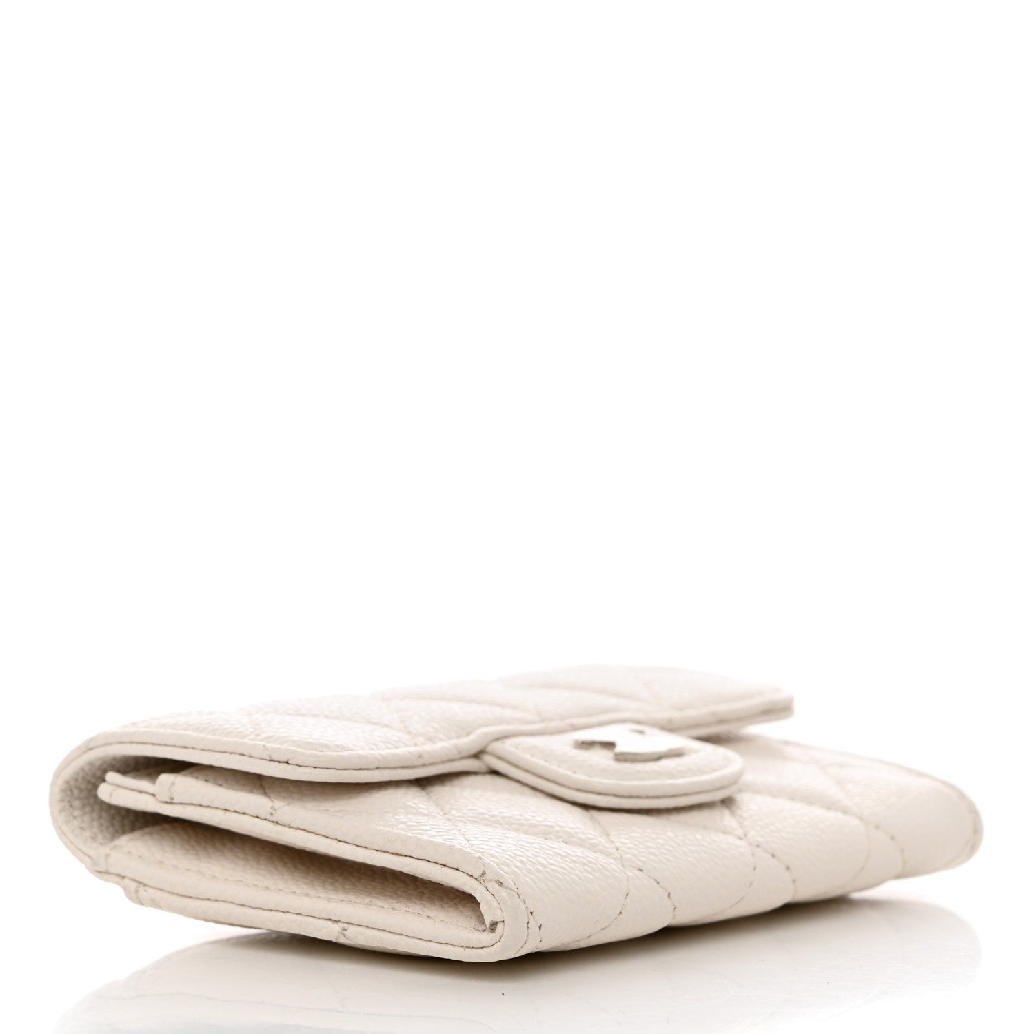Chanel Caviar Quilted Flap Card Holder Wallet White 4 of 9