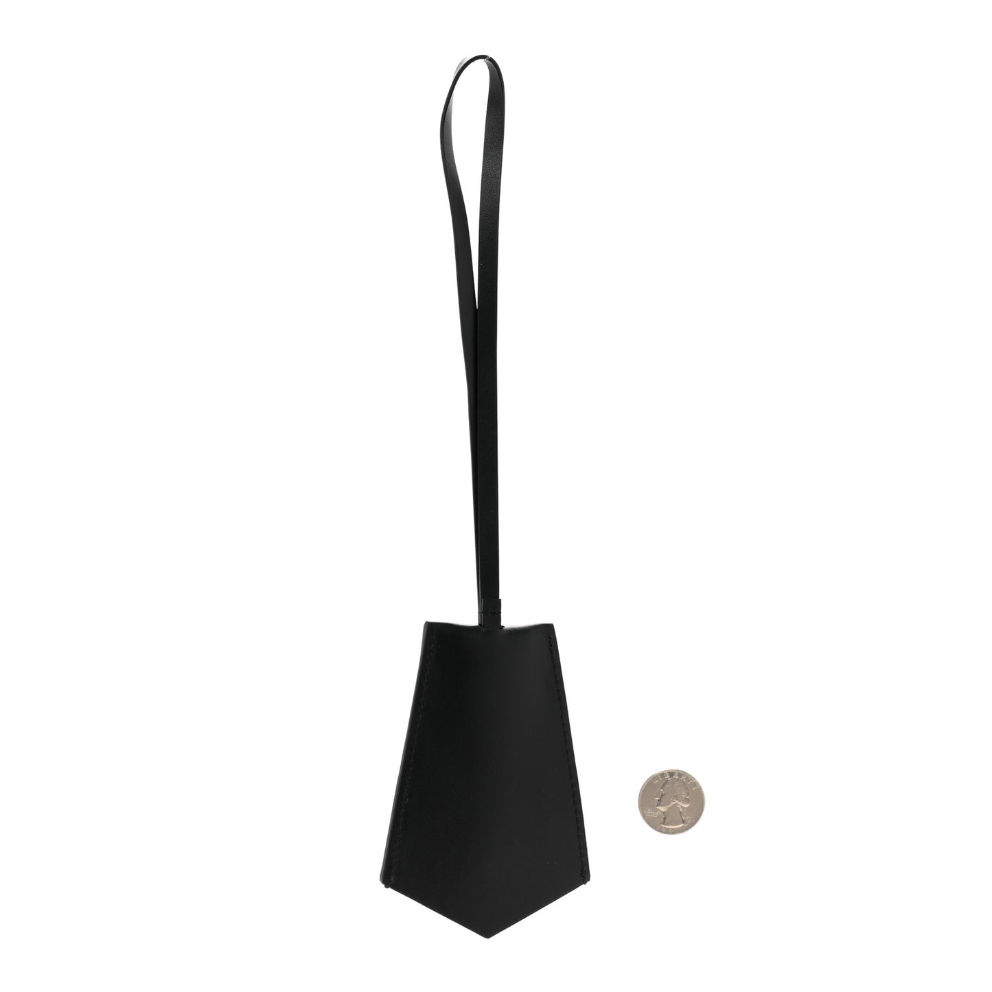 Calfskin LV Script Cloche Cles Bag Charm Black
