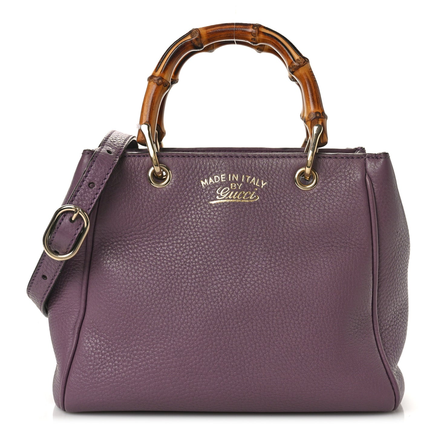 Calfskin Mini Bamboo Shopper Tote Purple