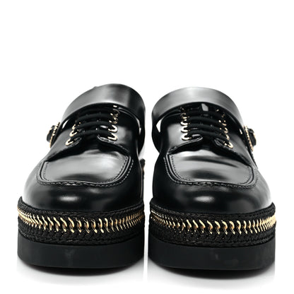 Chanel Shiny Calfskin Lace Up Platform Loafers 37 Black 2 of 8