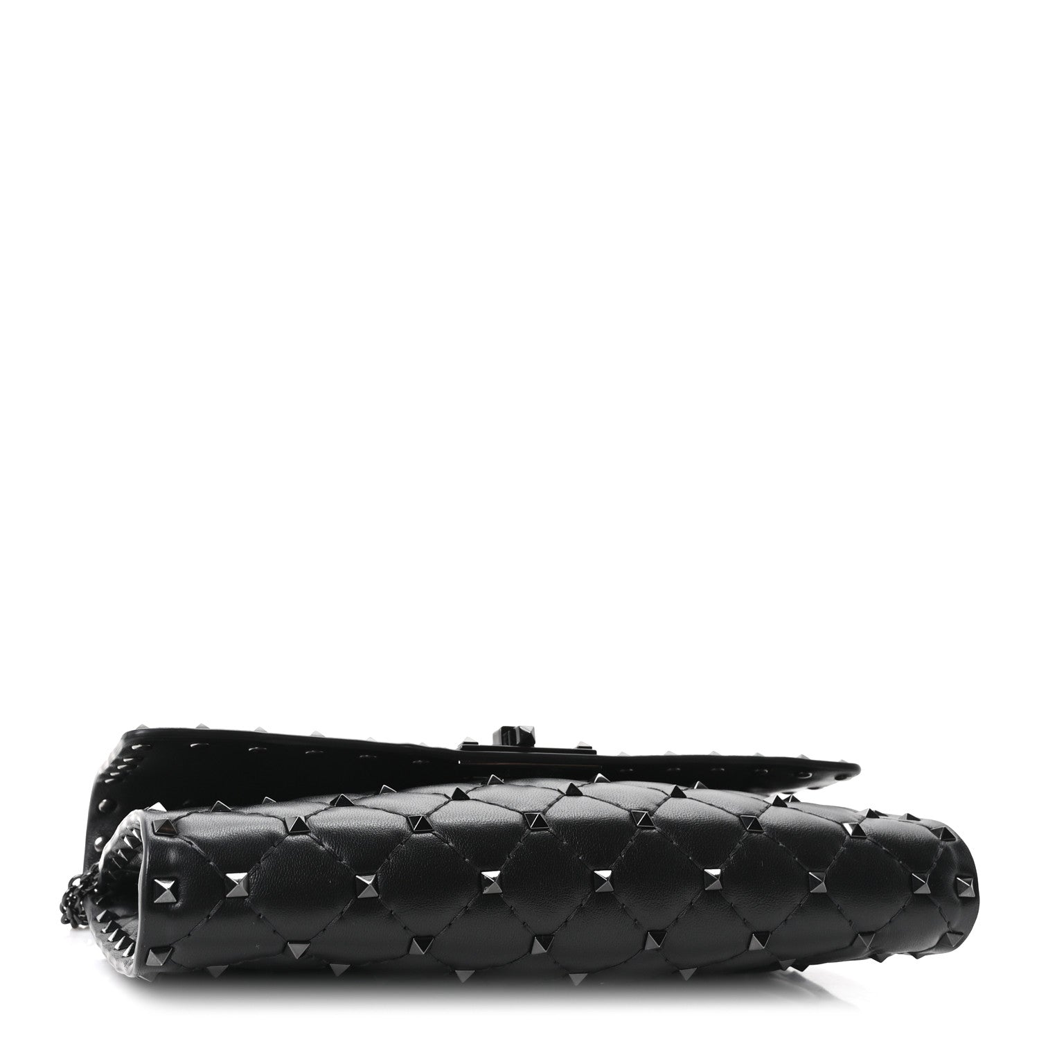 Valentino Garavani Lambskin Rockstud Spike Wallet on Chain Black 4 of 9