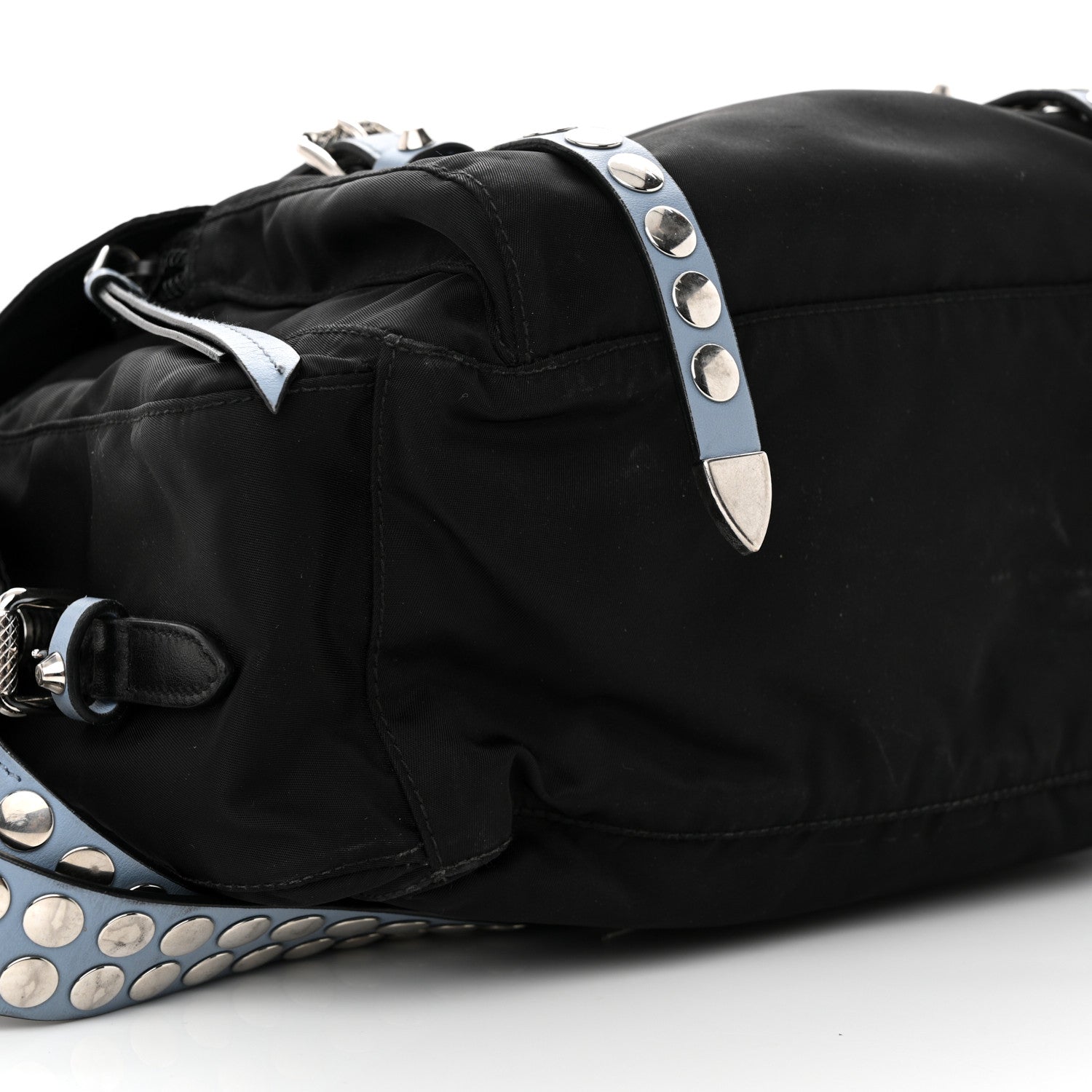 Prada Nylon New Vela Studded Messenger Bag Black 8 of 12