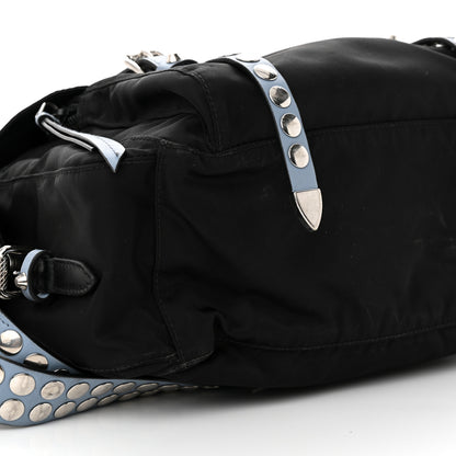 Prada Nylon New Vela Studded Messenger Bag Black 8 of 12