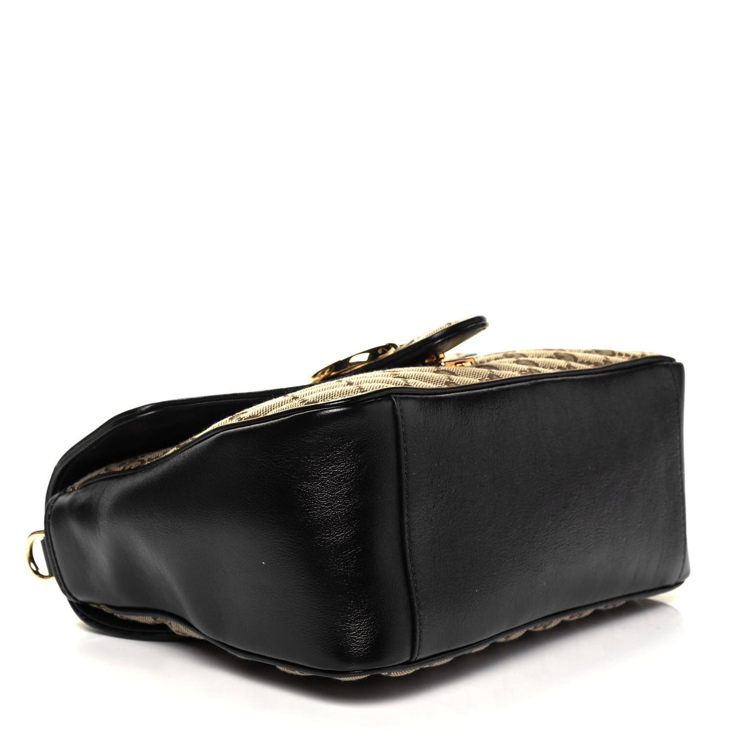 Monogram Azalea Calfskin Matelasse Diagonal Small GG Marmont Top Handle Shoulder Bag Beige Ebony Black