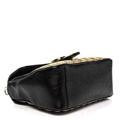 Gucci Monogram Azalea Calfskin Matelasse Diagonal Small GG Marmont Top Handle Shoulder Bag Beige Ebony Black 4 of 9