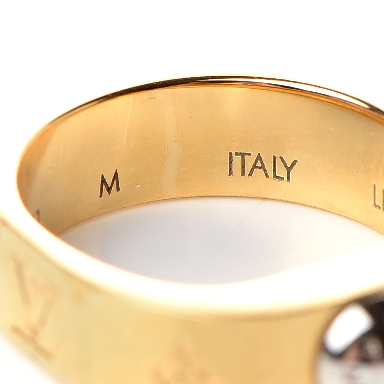 Louis Vuitton Brass Monogram Engraved Nanogram Ring S Gold 6 of 8