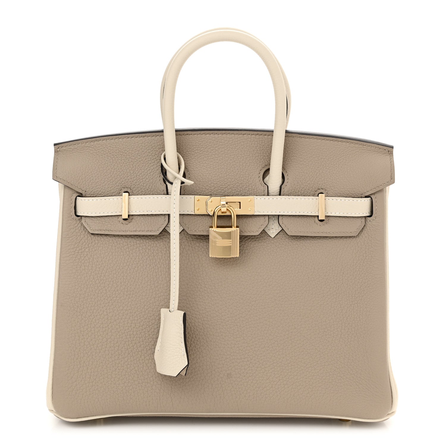 Hermes Togo Horseshoe Birkin 25 Gris Tourterelle Craie 1 of 10