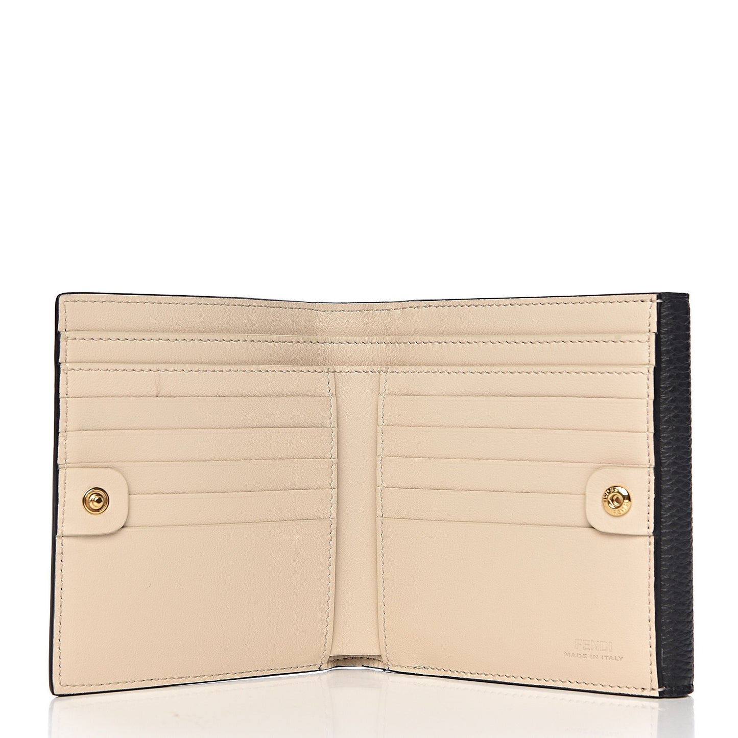 Cuoio Romano Vitello Grace Micro Peekaboo Tri-Fold Wallet Black Camelia